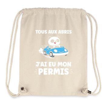 Humour permis de conduire - Sac à cordon recyclé Stanley/Stella - blanc naturel - Devant