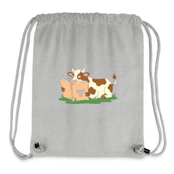 Kuh beim Lesen im Gras - Stanley/Stella recycelter Gym Bag - Grau meliert - Vorne