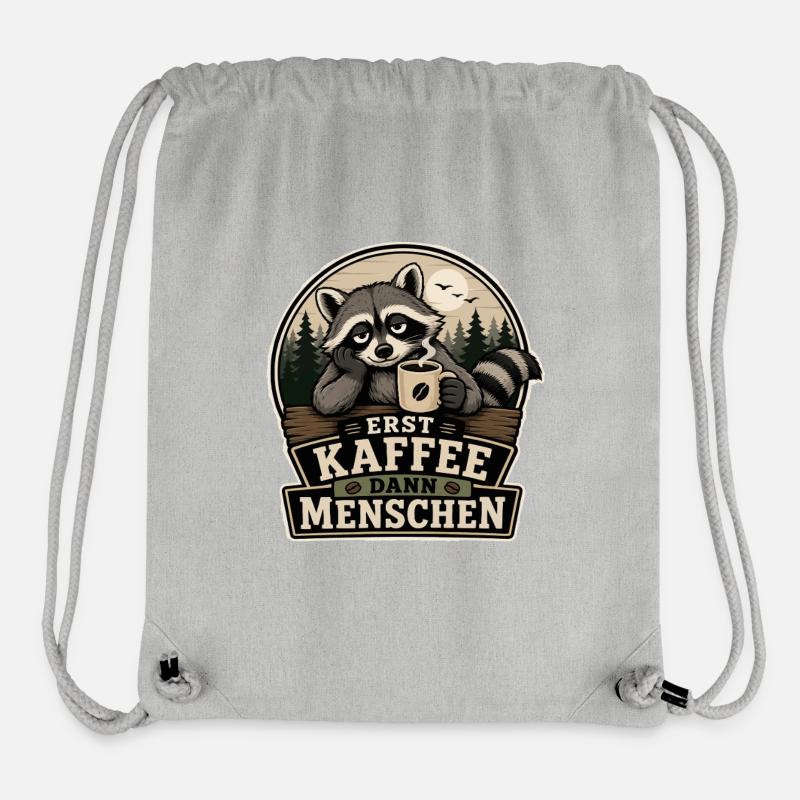 Erst Kaffee Dann Menschen - Stanley/Stella recycelter Gym Bag - Grau meliert