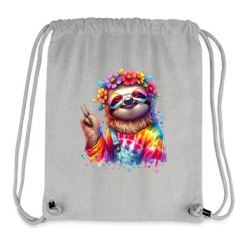 Hippie Faultier - Flower Power - Peace Zeichen - Stanley/Stella recycelter Gym Bag - Grau meliert - Vorne