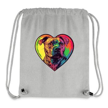 Pit Terrier Chien Coeur Chien Amour - Sac à cordon recyclé Stanley/Stella - gris chiné - Devant