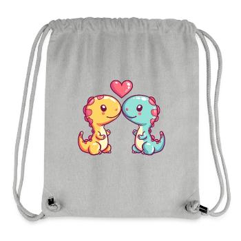 Dinosaurier brontosaurus Paar Liebe Couple Verlieb - Stanley/Stella recycelter Gym Bag - Grau meliert - Vorne
