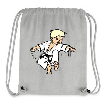 Karaté enfant ou judo enfant ceinture noire - Sac à cordon recyclé Stanley/Stella - gris chiné - Devant