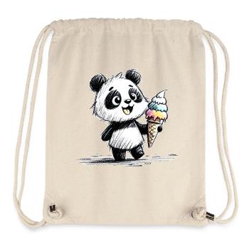 Panda avec glace - Sac à cordon recyclé Stanley/Stella - blanc naturel - Devant