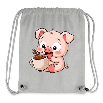 Dessin animé mignon du fermier de cochons drôle - Sac à cordon recyclé Stanley/Stella - gris chiné - Devant