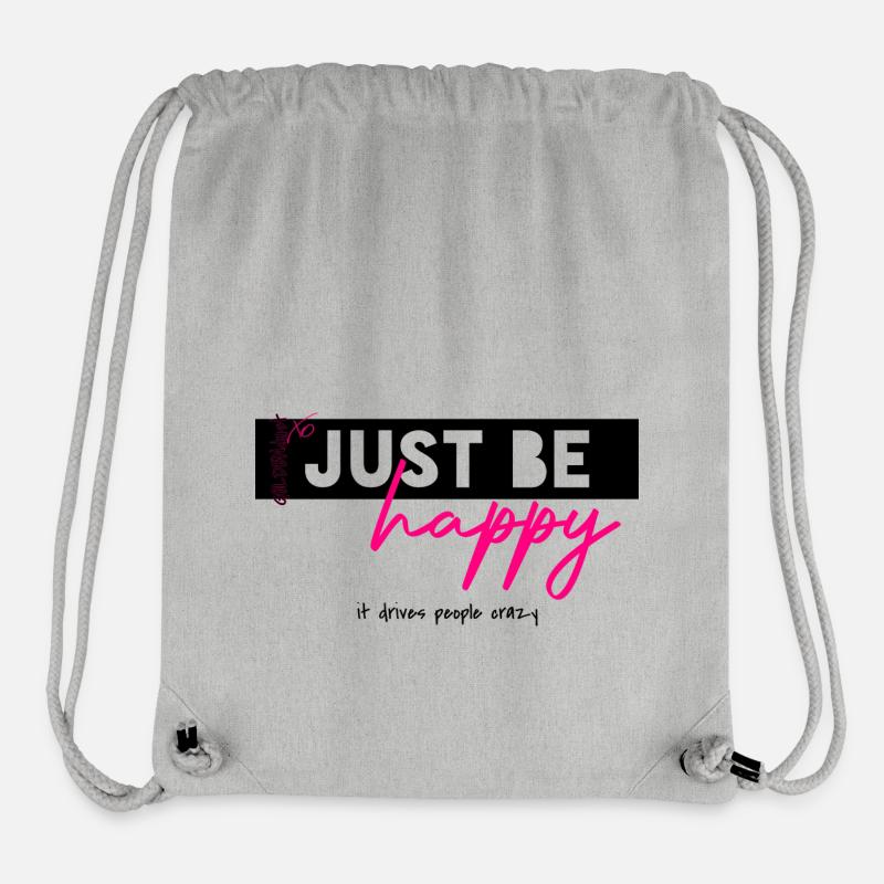Happy - Gute Laune - Glücklich sein Schrift XO608 - Stanley/Stella recycelter Gym Bag - Grau meliert