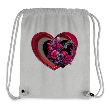 Illustration abstraite d’icône de coeur asymétrique - Sac à cordon recyclé Stanley/Stella - gris chiné - Devant