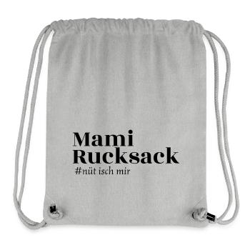 Mami Rucksack - nüt isch mir - Stanley/Stella recycelter Gym Bag - Grau meliert - Vorne