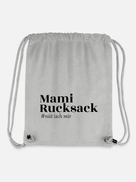 Mami Rucksack - nüt isch mir - Stanley/Stella recycelter Gym Bag - Grau meliert
