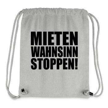 Mietenwahnsinn stoppen - Stanley/Stella recycelter Gym Bag - Grau meliert - Vorne