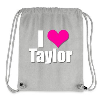 Ich liebe Taylor mit Herz, I heart Taylor - Stanley/Stella recycelter Gym Bag - Grau meliert - Vorne
