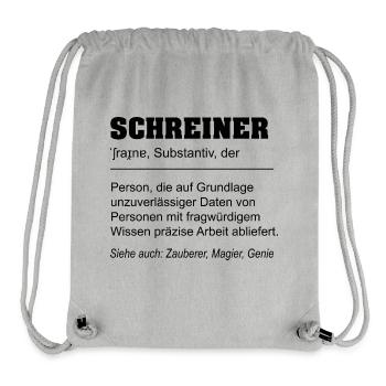 Lustige Definition Beruf Schreiner - Stanley/Stella recycelter Gym Bag - Grau meliert - Vorne