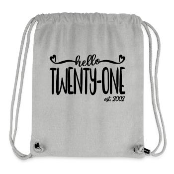 21st Birthday Women Hello Twenty-One Est. 2002 - Stanley/Stella Recycled Gym Bag - heather grey - Front