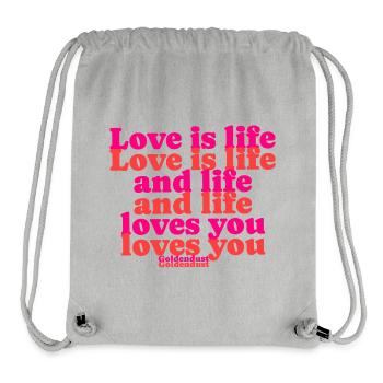 L’amour c’est la vie, la vie t’aime, courage XO752 - Sac à cordon recyclé Stanley/Stella - gris chiné - Devant