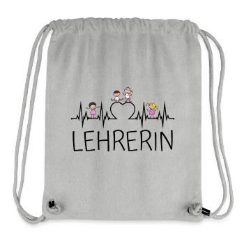 Lehrerin Herzschlag mit Herz und Kindern - Stanley/Stella recycelter Gym Bag - Grau meliert - Vorne