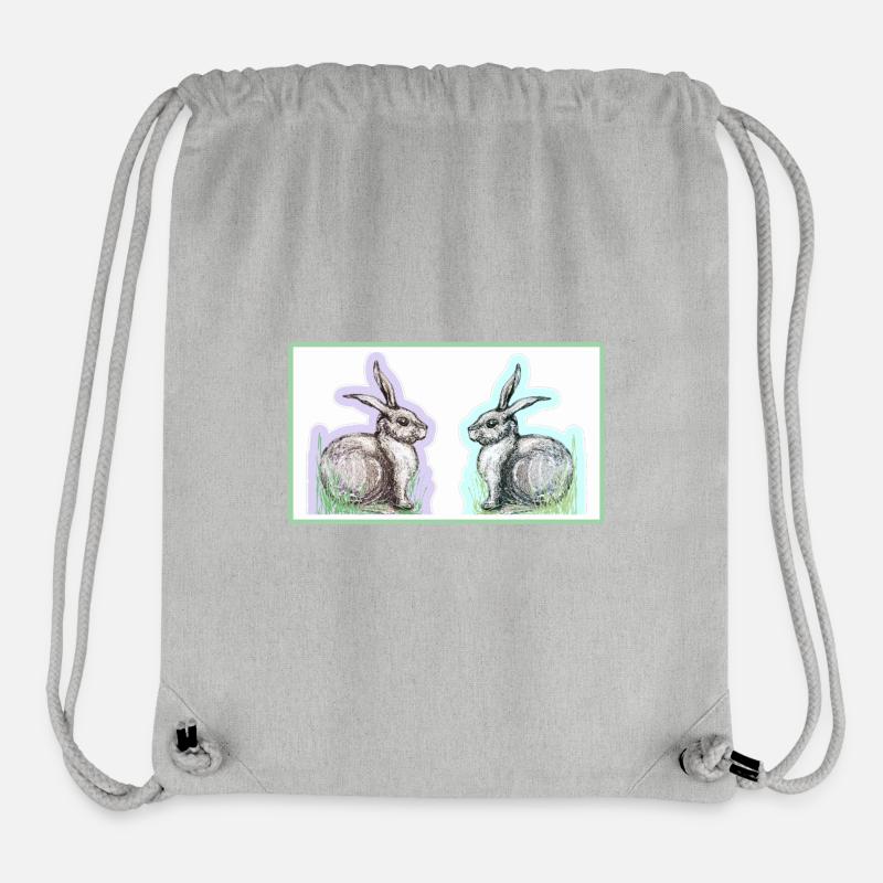 Motif lapin - Sac à cordon recyclé Stanley/Stella - gris chiné