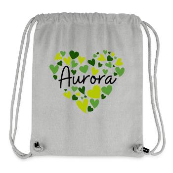 J’adore les cœurs Aurora en vert - Sac à cordon recyclé Stanley/Stella - gris chiné - Devant