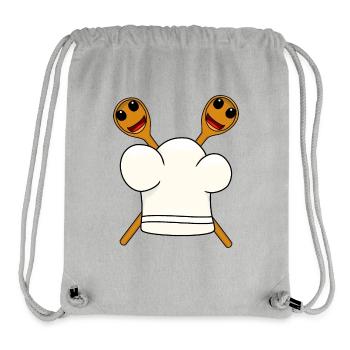 Chef chapeau cuillère en bois - Sac à cordon recyclé Stanley/Stella - gris chiné - Devant
