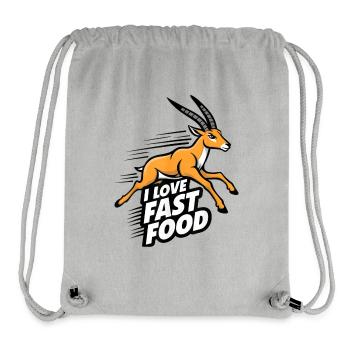« J’adore la restauration rapide » saut d’antilope amusant - Sac à cordon recyclé Stanley/Stella - gris chiné - Devant