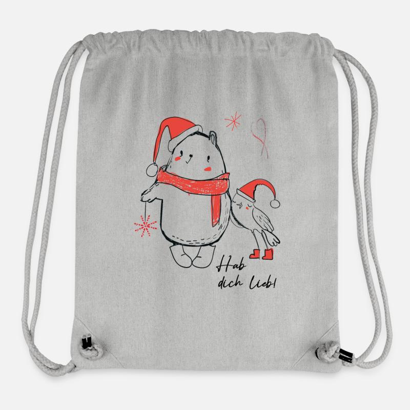 hab dich lieb, Weihnachten - Stanley/Stella recycelter Gym Bag - Grau meliert