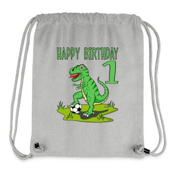 Dinosaur Rex Football 1 Happy Birthday Green - Stanley/Stella Recycled Gym Bag - heather grey - Front