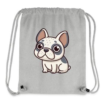 Bulldog Cartoon Blanc et Gris - Sac à cordon recyclé Stanley/Stella - gris chiné - Devant