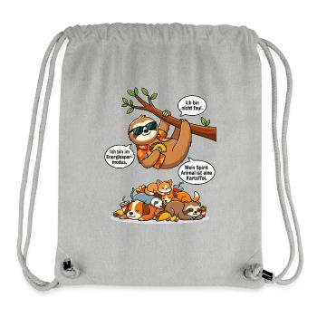 Energy-saving sloth and little animal - Stanley/Stella Recycled Gym Bag - heather grey - Front