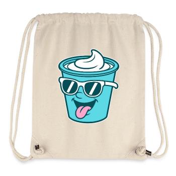 Crème Joghurt Sahne Eis - Becher mit Sonnenbrille - Stanley/Stella recycelter Gym Bag - Naturweiß - Vorne