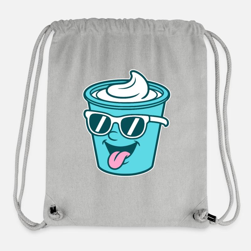 Crème Yaourt Crème Glace - Mug avec lunettes de soleil - Sac à cordon recyclé Stanley/Stella - gris chiné
