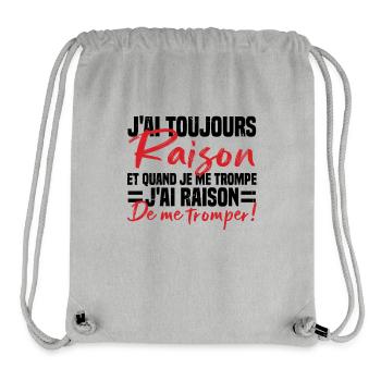 Ich habe immer recht, wenn ich falsch liege, Humor, Paar - Stanley/Stella recycelter Gym Bag - Grau meliert - Vorne