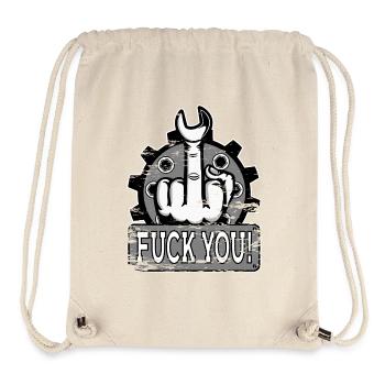 Mittelfinger Stinkerfinger Mechaniker Fuck You - Stanley/Stella recycelter Gym Bag - Naturweiß - Vorne