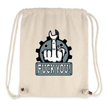 Mittelfinger Stinkerfinger Mechaniker Fuck You - Stanley/Stella recycelter Gym Bag - Naturweiß - Vorne