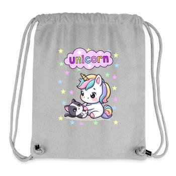 Entzückende Einhorn- und Katzenillustration - Stanley/Stella recycelter Gym Bag - Grau meliert - Vorne