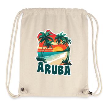 Aruba sandy beach and palm trees - Stanley/Stella Recycled Gym Bag - natural - Front
