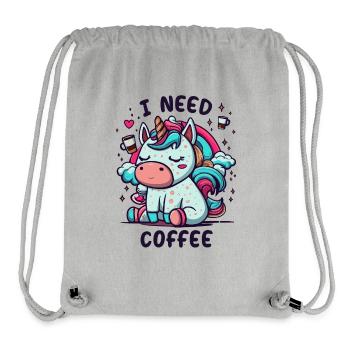 Sleepy Unicorn "I Need Coffee" - Stanley/Stella recycelter Gym Bag - Grau meliert - Vorne