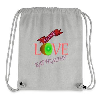 Amour, Amis, Famille, Partenaires, Bonheur, Vie, En bonne santé - Sac à cordon recyclé Stanley/Stella - gris chiné - Devant