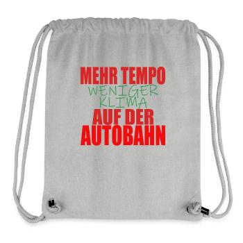 Tempolimit Autobahn Grüne Freiheit Verbot Diesel - Stanley/Stella recycelter Gym Bag - Grau meliert - Vorne