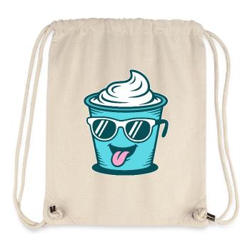 Crème Joghurt Sahne Eis - Becher mit Sonnenbrille - Stanley/Stella recycelter Gym Bag - Naturweiß - Vorne