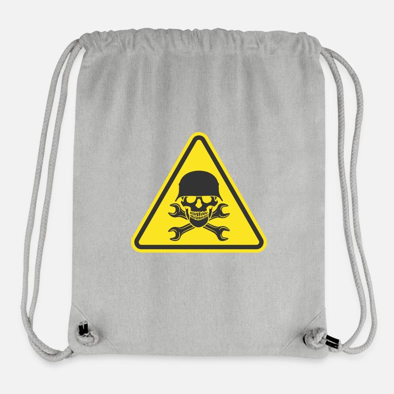 CRÂNE CASQUE DE GUERRE CLÉ OUTIL LOGO - Sac à cordon recyclé Stanley/Stella - gris chiné