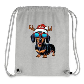 Christmas Dachshund Dog - Stanley/Stella Recycled Gym Bag - heather grey - Front