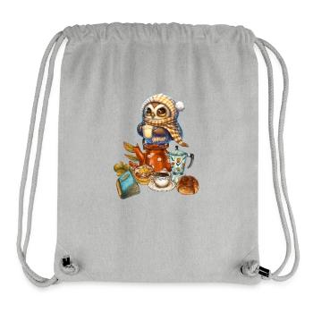 Ich mag Halt Eulen/ Coffee Break/ Kaffee Pause - Stanley/Stella recycelter Gym Bag - Grau meliert - Vorne