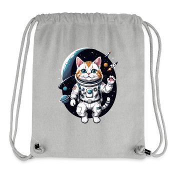 Cat Astronaut Space Cat Love Gift - Stanley/Stella Recycled Gym Bag - heather grey - Front