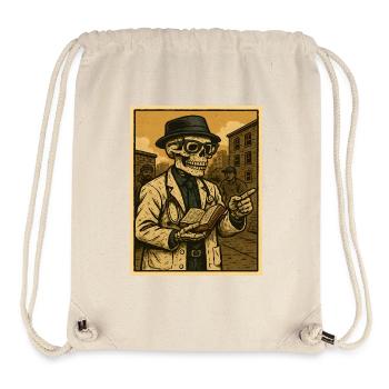 Retro-Skelett  Doktor mit Buch - Stanley/Stella recycelter Gym Bag - Naturweiß - Vorne
