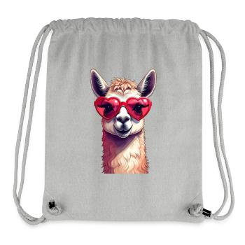Lama amoureux de lunettes de cœur pour la Saint-Valentin - Sac à cordon recyclé Stanley/Stella - gris chiné - Devant