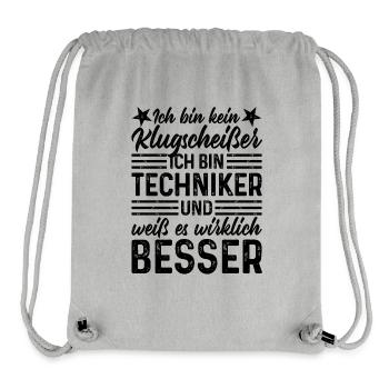 Techniker lustiger Spruch bin kein Klugscheißer - Stanley/Stella recycelter Gym Bag - Grau meliert - Vorne