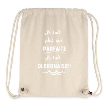 Je suis plus que parfaite je suis Oléronaise blanc - Sac à cordon recyclé Stanley/Stella - blanc naturel - Devant