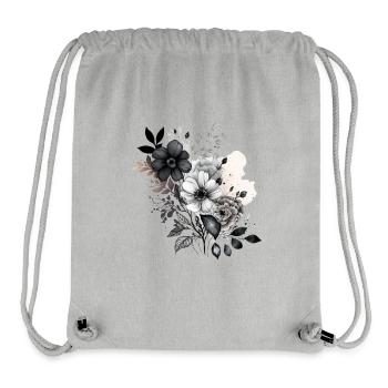 Black & White Flower - Stanley/Stella Recycled Gym Bag - heather grey - Front