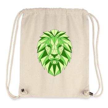 Tête de lion géométrique en vert - Sac à cordon recyclé Stanley/Stella - blanc naturel - Devant