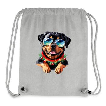 Rottweiler Aquarelle de Noël - Sac à cordon recyclé Stanley/Stella - gris chiné - Devant