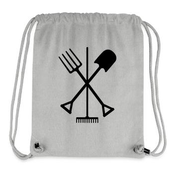 Gartengeräte Schaufel Rechen und Mistgabel gekreuzt - Stanley/Stella recycelter Gym Bag - Grau meliert - Vorne